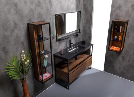 Раковина моноблок Boheme Vallessi 120 антрацит керамика 838-120-A