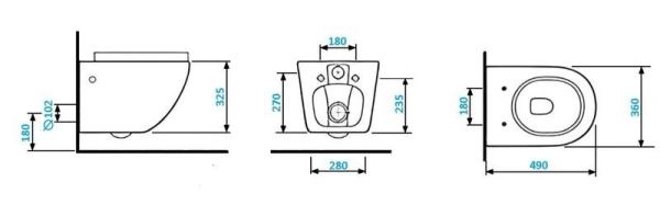 Унитаз Cerutti SPA SELLA Aria MB подвесной безободковый черный матовый CT9160 (490х360х325)