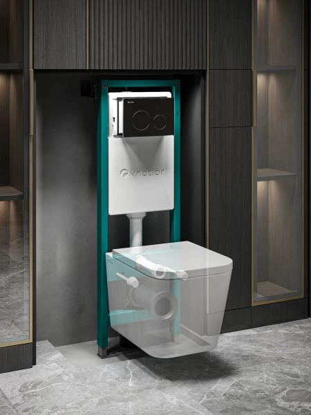 Инсталляция KNOTLOR ISWC402FG (серия 1) для подвесного унитаза, бирюзовый