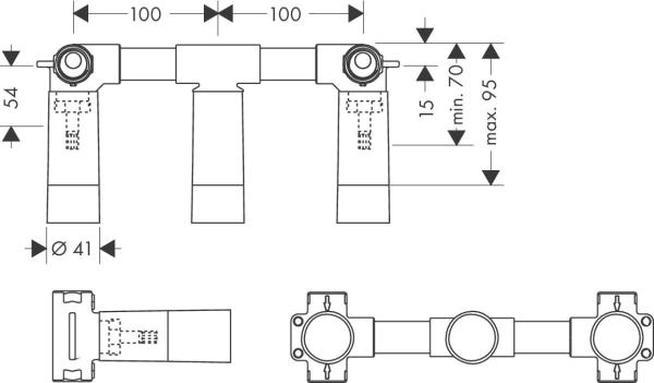 Axor 10303180 Скрытая часть смесителя для раковины на 3 отверстия