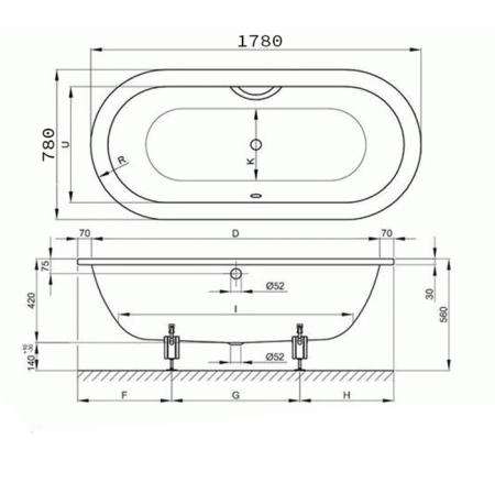 Bette Starlet Flair Oval Ванна с шумоизоляцией 178х78х42, с шумоизоляцией, белая