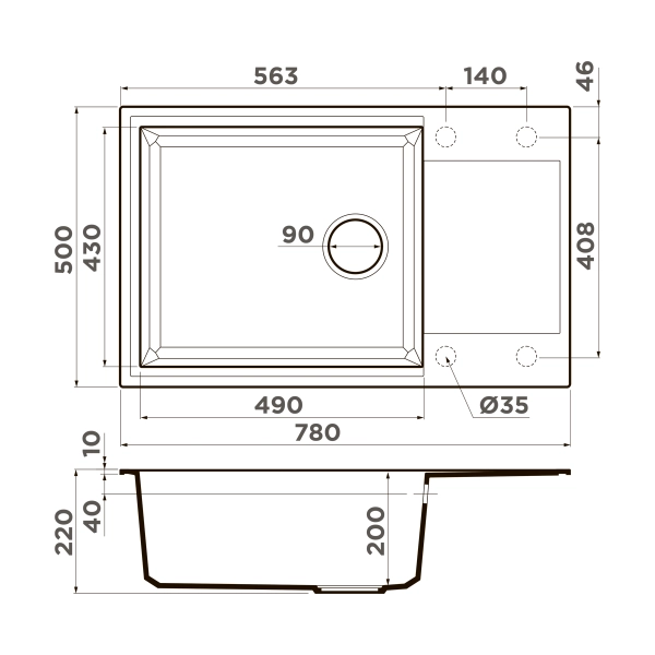Кухонная мойка Omoikiri Sakaime 78-LB-CH Tetogranit/шампань 4993905