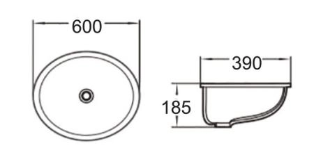 Раковина SantiLine SL-3002 60x39 подстольный керамическая Белый