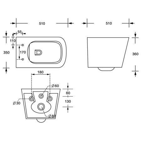 Унитаз KNOTLOR WC510WG, подвесной белый