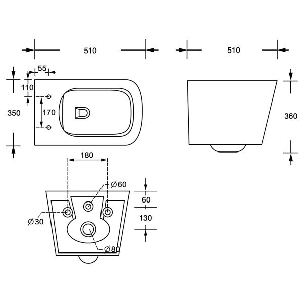 Унитаз KNOTLOR WC510WG, подвесной белый