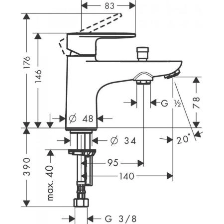 Смеситель Hansgrohe 71444000 Vernis Blend борт ванны Monotrou, с переключателем хром