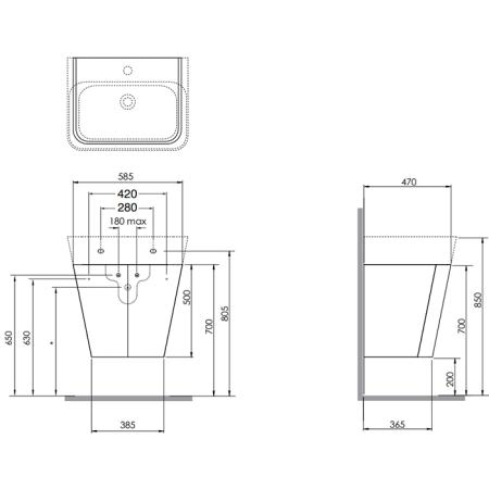 Azzurra Build Тумба подвесная 59х47х65см, с 1 ящиком, с раковиной, цвет: Olmo bianco