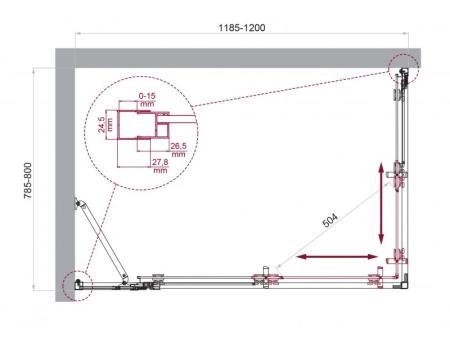 Душевой уголок BelBagno LUCE 145x90 прозрачное стекло 6 мм профиль хром LUCE-AH-21-145/90-C-Cr