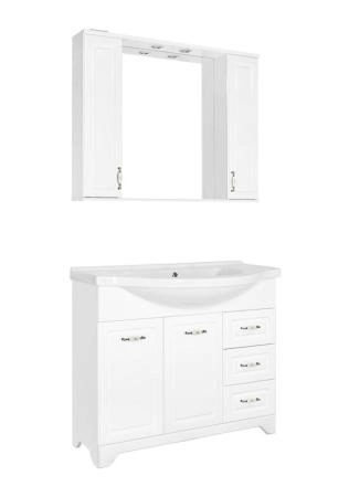 Тумба под раковину Style Line Elfante Олеандр-2 100 (3 ящ.) под раковину Эльбрус 100, Люкс белая