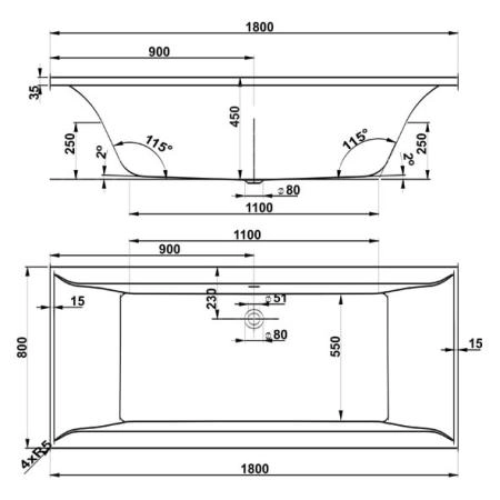 Ванна Vagnerplast Veronella VPBA180VEA2X-04 180x80 см акриловая