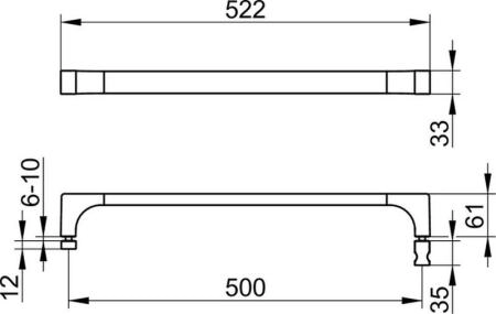 Ручка двери душевого ограждения KEUCO Edition 11 Хром 11108010502  520 мм