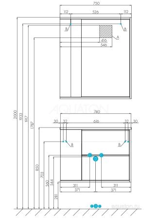 Зеркальный шкаф Aquaton Бостон 75 дуб эврика 1A240302BN010