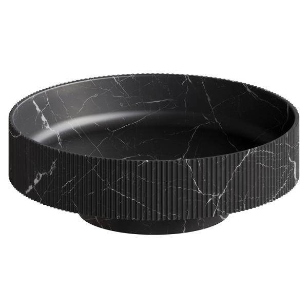 Раковина накладная Boheme рифленая SOLE Corian 400*130 Nero Marquina 801-R-NM