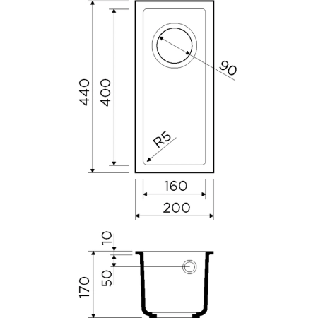 Кухонная мойка Omoikiri Bosen 20-U-EV 4993228, 200х440, эверест