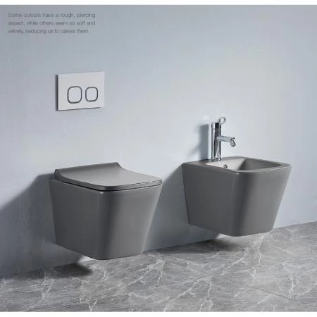 Унитаз подвесной Azario Teramo 490*340*350 безободковый с сидением микролифт, черный матовый (AZ-052-MB)