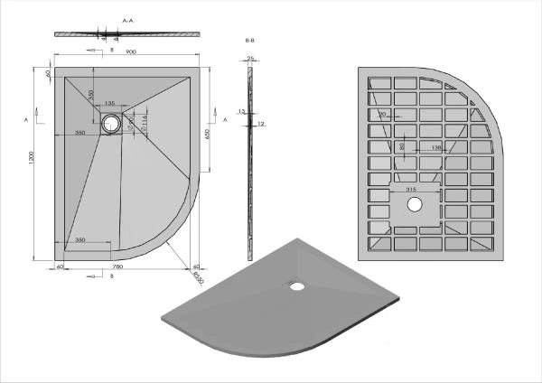 Поддон для душа Vincea из искусственного камня VST-4SQ9012W-L,1200*900*25, белый матовый, левый