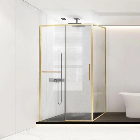 Душевой уголок Vincea Slim Soft VSR-1SS8011CLG, 1100*800, брашированное золото, стекло прозрачное