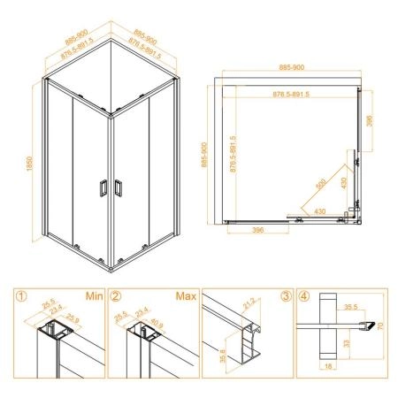 Душевой уголок RGW CL-34 Classic 90x90 Хром прозрачное