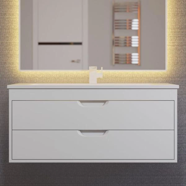 Тумба с раковиной для ванной Uperwood Modul 100 см, подвесная, глянцевая, белая