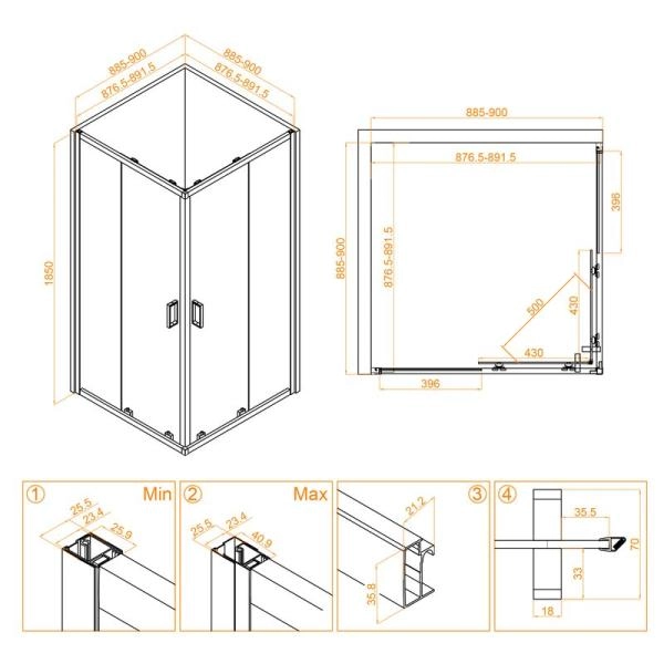 Душевой уголок RGW CL-34 Classic 90x90 Хром прозрачное