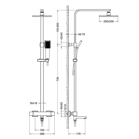 Душевая система с термостатом Timo Tetra-thermo SX-0169/03 черный