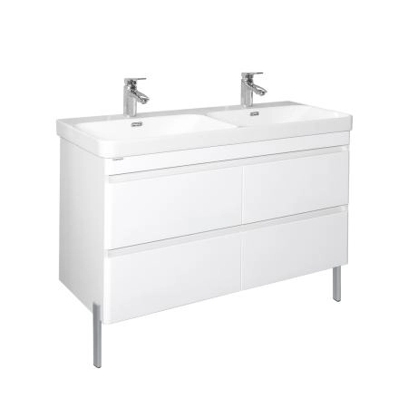 Тумба с раковиной Comforty Енисей-120 00-00022406CF белый глянец c раковиной CF19595BX-120D