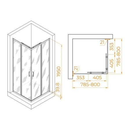 Душевой уголок RGW PA-030B Passage 80x80 Черный матовый матовое