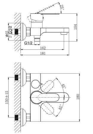 Смеситель для ванны RUSH Tenerife (TE2835-44)