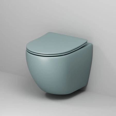 Унитаз Grossman GR-4455MNMS Color (485*365*360) МЯТНЫЙ МАТОВЫЙ подвесной Безободковый с тонкой крышкой