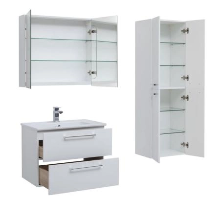 Тумба Dreja GIO 80 см под умывальник белый глянец, подвесная