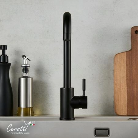 Cмеситель для кухни Ceruttispa Дуилио B (DUILIO B) из нержавеющей стали, цвет черный матовый