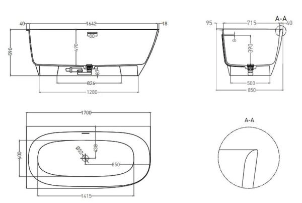 Ванна Salini SOFIA CORNER L 170x85 S-Sense глянцевая 102515G