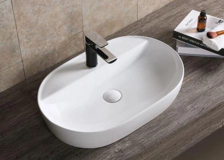 Раковина Cerutti SPA CR0076 накладная, белая, овальная, с отверстием под смеситель 500х380х120