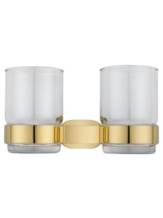 Два стакана для зубных щеток с держателем WONZON & WOGHAND FIRST, Глянцевое золото (WW-8428-LG)