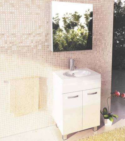 Зеркало шкаф Comforty Диана-60 белый глянец