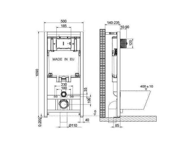Инсталляция OLI 80 ECO 886914 для унитаза, механика