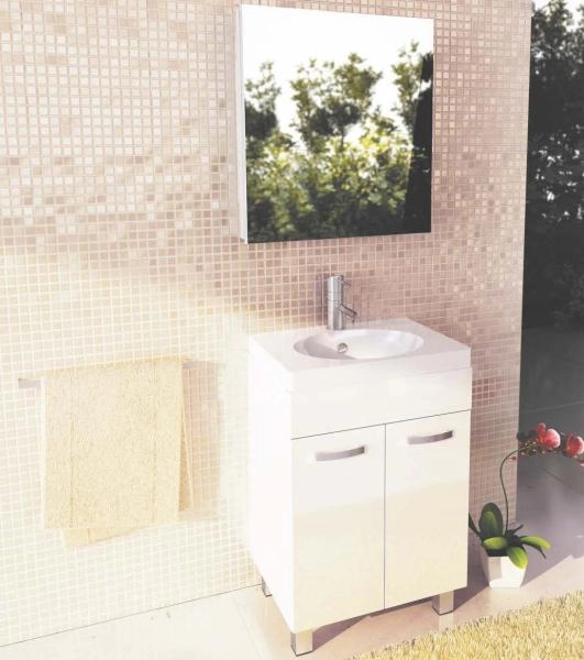 Зеркало шкаф Comforty Диана-60 белый глянец