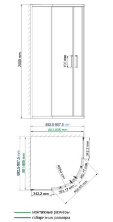 Душевой уголок WasserKraft Main 41S01 90x90 см, четверть круга, с раздвижными дверьми
