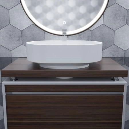 Раковина накладная Uperwood Aura 60 см, овальная, белая глянцевая