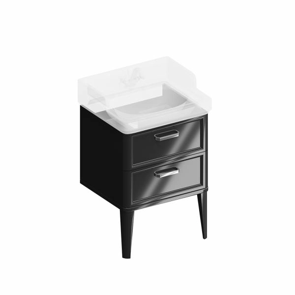 Тумба Kerama Marazzi POMPEI ПОМПЕИ PO.N.60.2\BLK напольная с 2 ящиками 60, черная глянцевая