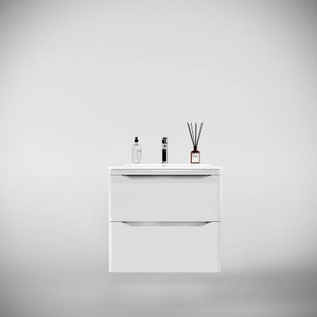 Тумба подвесная Style Line Марелла 60 (2 ящ.) Люкс антискрейтч белый глянец, PLUS