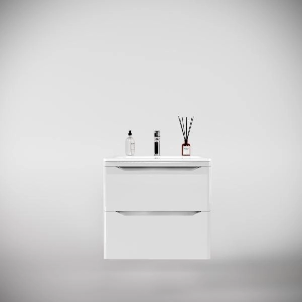 Тумба подвесная Style Line Марелла 60 (2 ящ.) Люкс антискрейтч белый глянец, PLUS