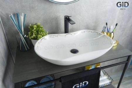 Раковина Gid Nc460 67x41 на столешницу белый/хром