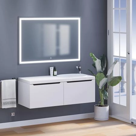 Тумба под стиральную машину Uperwood Tanos 60 см раковина Bruks 120 см правая, белая/графит