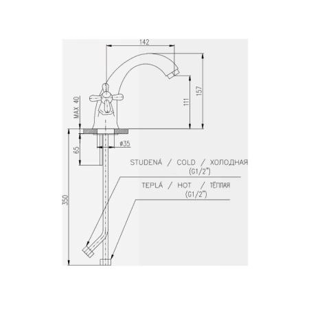 Смеситель Rav Slezak MORAVA RETRO MK528.5 для раковины, цвет Хром