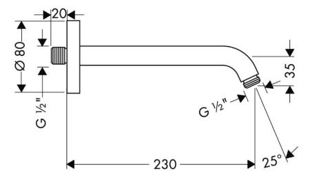 Hansgrohe 27412000 держатель душа 230 мм, цвет хром