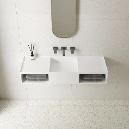 Раковина Vincea VWB-6S212MW, 1200*400*200, подвесная, цвет белый матовый искусственный камень