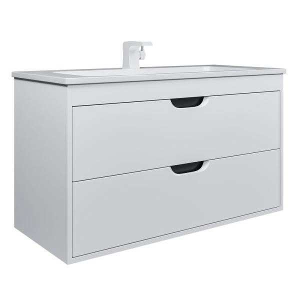 Тумба под раковину для ванной Uperwood Modul 100 см, подвесная, матовая, белая/графит