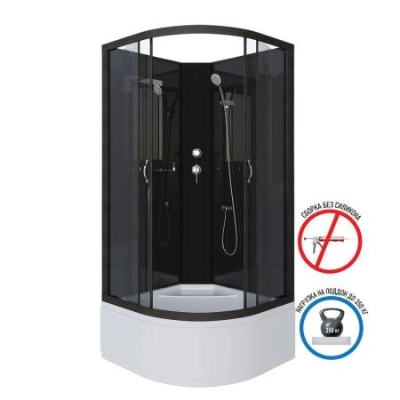 Душевая кабина Niagara NG-6508-14BK 900х900х2000 высокий поддон 40см стекло тонированное алюм черный