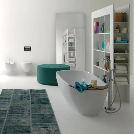KERASAN Aquatech Ванна из минерального материала  170х70см, цвет белый (без декоративной накладки из натур. дерева)
